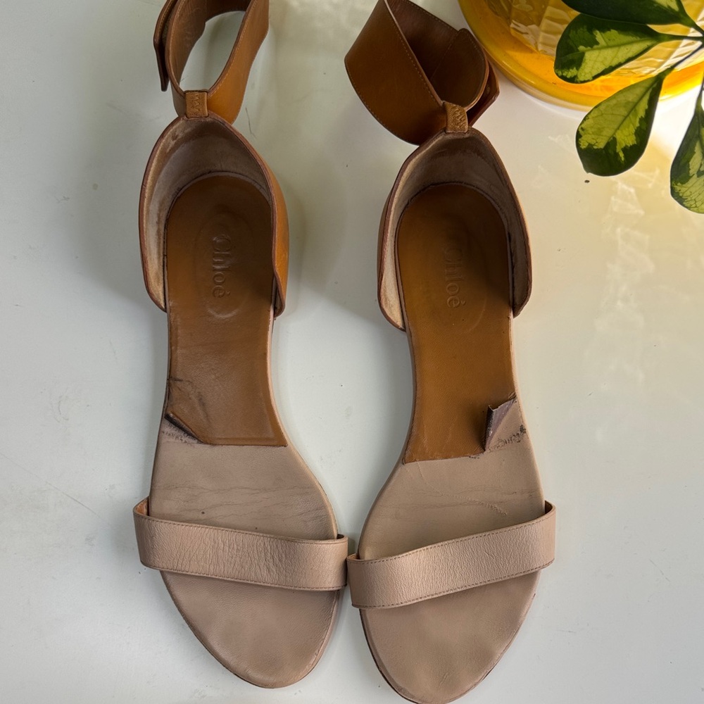 Chloe Tan and Brown Leather Sandals - Picture 3 of 6